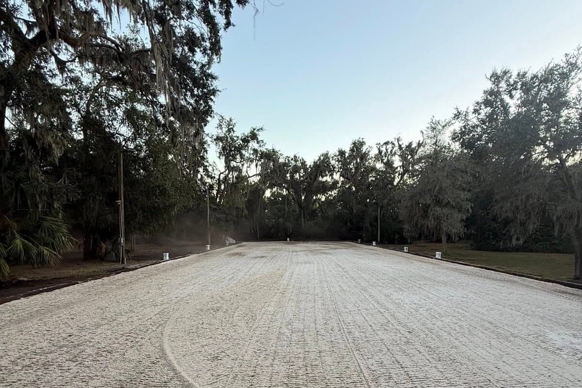 Completed gravel driveway installation